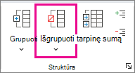 Skirtuke Duomenys spustelėkite Išgrupuoti