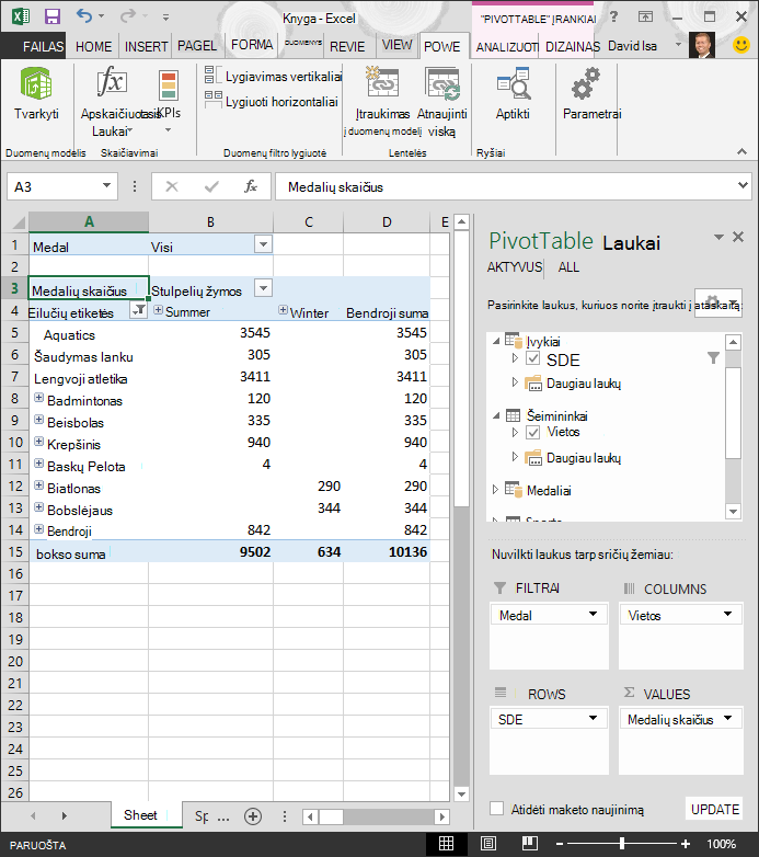 Filtruota „PivotTable“
