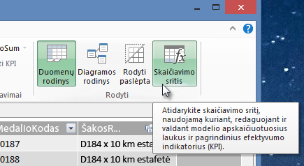 Skaičiavimo sritis „PowerPivot“