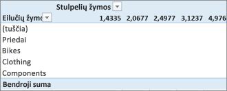 „PivotTable“ nėra naudingų reikšmių