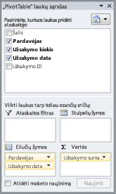 PivotTable Field list