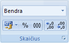 „Excel“ juostelės vaizdas