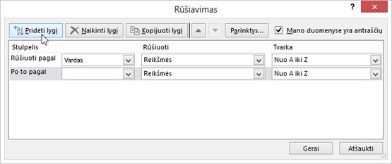 Spustelėkite Pridėti lygį.