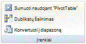 „Excel“ juostelės vaizdas