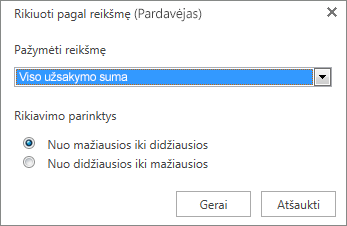 Rūšiuoti pagal reikšmę