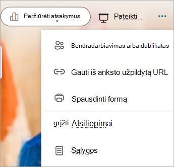 Select more form settings to reveal Collaborate or Duplicate