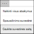 Gauti suvestinės saito parinktį programoje 