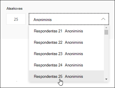 Įveskite konkretų numerį respondento ieškos lauke, kad pamatytumėte išsamią informaciją apie to asmens atsakymą 