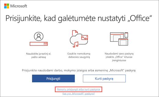 Rodomas saitas, kurį reikia spustelėti norint įvesti 