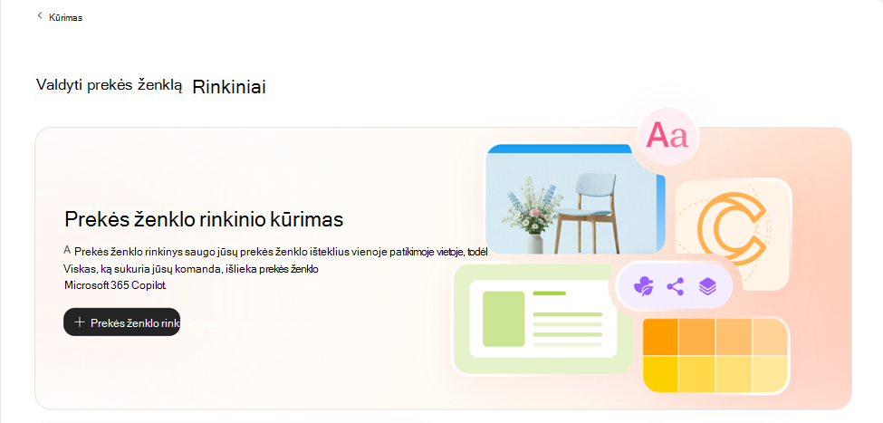 Ekrano kopija, kurioje rodomas prekės ženklo rinkinys.