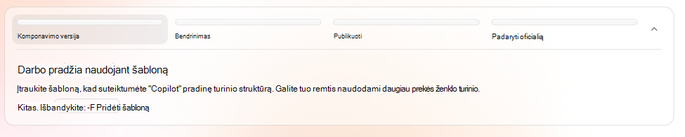 Ekrano kopija, kurioje rodomas kūrimo veiksmas naudojant parinktį Pradėti nuo šablono ir Įtraukti šabloną.