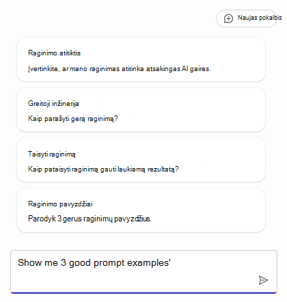 Raginimų, padėsiančių pradėti kurti agentą, sąrašas