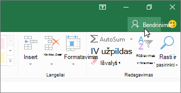 Žymiklis, spustelėjantis bendrinimo piktogramą