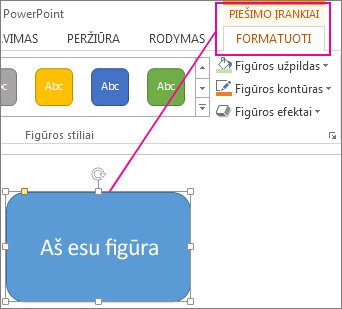 Pasirinkus figūrą, rodomi piešimo įrankiai