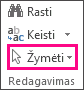 Parinktis Žymėti grupėje Redagavimas