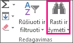 Rasti & Pasirinkti skirtuko Pagrindinis grupėje Redagavimas