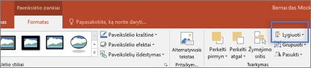 Piešimo įrankiai, skirtukas Formatas
