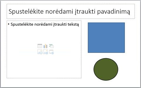 Skaidrė su dviem vietos rezervavimo ženklais ir dviem skirtingais objektais