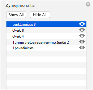 Rodoma žymėjimo sritis programoje 