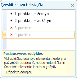 Teksto sritis pažymėta raudonu X