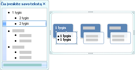 Teksto srities, kurioje rodomas 1 ir 2 lygio tekstas, vaizdas