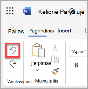 Mygtukas Anuliuoti internetinėje 