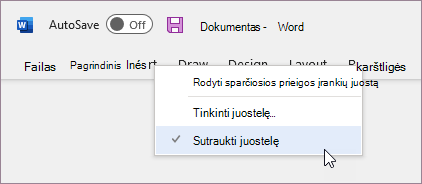 Išplėsti juostelę
