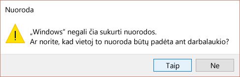 Nuorodos įspėjimas „Win 10“