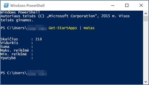 „Windows PowerShell“ scenarijų su programa skaičius