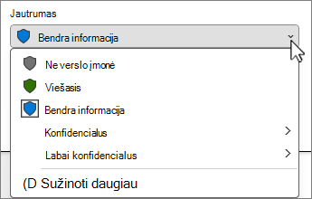 Jautrumo juostos meniu
