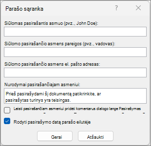 Dialogo langas Parašo sąranka