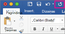 Kartojimo piktograma paryškinta juostelėje.