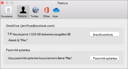 Paskyros įtraukimo į 