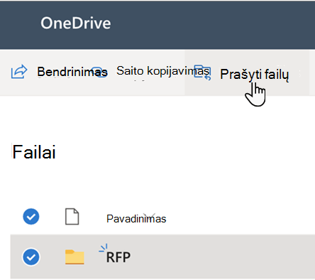 Užklausos failų vartotojo sąsaja