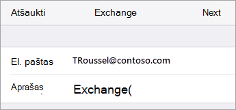 „Exchange“ prisijungimas