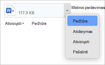 Išplečiamajame meniu pasirinkite Peržiūrėti, Atidaryti, Atsisiųsti (arba Įrašyti kaip...) ir Pašalinti