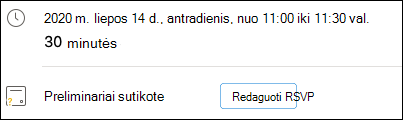 RSVP iš įvykio redagavimas.