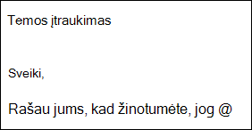 Įvedant tekstą Outlook.com arba internetinėje 
