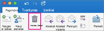Skirtuke Pagrindinis spustelėkite mygtuką Naikinti