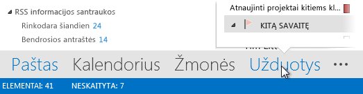 Naršymo juostos komanda Užduotys
