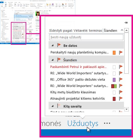 Naršymo juostos Užduočių santrauka