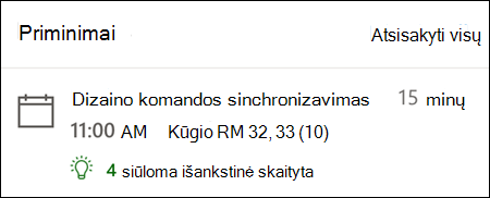 Priminimo pavyzdys Internetinė „Outlook“.