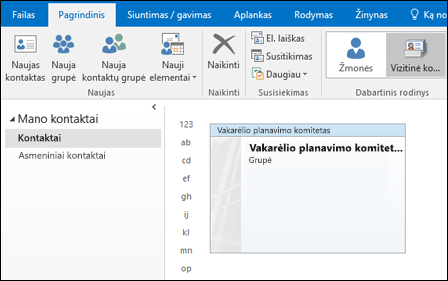 Norėdami įtraukti narių, dukart spustelėkite kontaktų grupę.