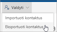 Įrankių juostoje pasirinkite Tvarkyti, tada – Eksportuoti kontaktus