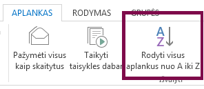 Išdėstykite aplankus pagal abėcėlę spustelėdami Rodyti visus aplankus nuo A iki Z.