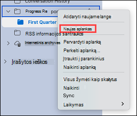 Rodomas aplanko pasirinkimas programoje 