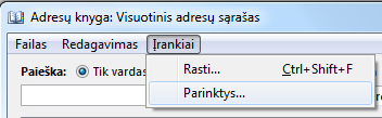 Įrankių meniu