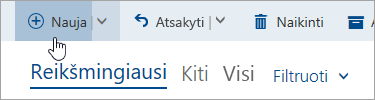 Ekrano kopija, kurioje matyti mygtukas Rašyti naują pranešimą