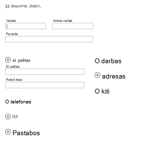 naujas kontaktas