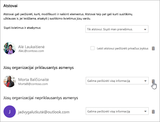 Dialogo lango Bendrinti šį kalendorių ekrano nuotrauka.